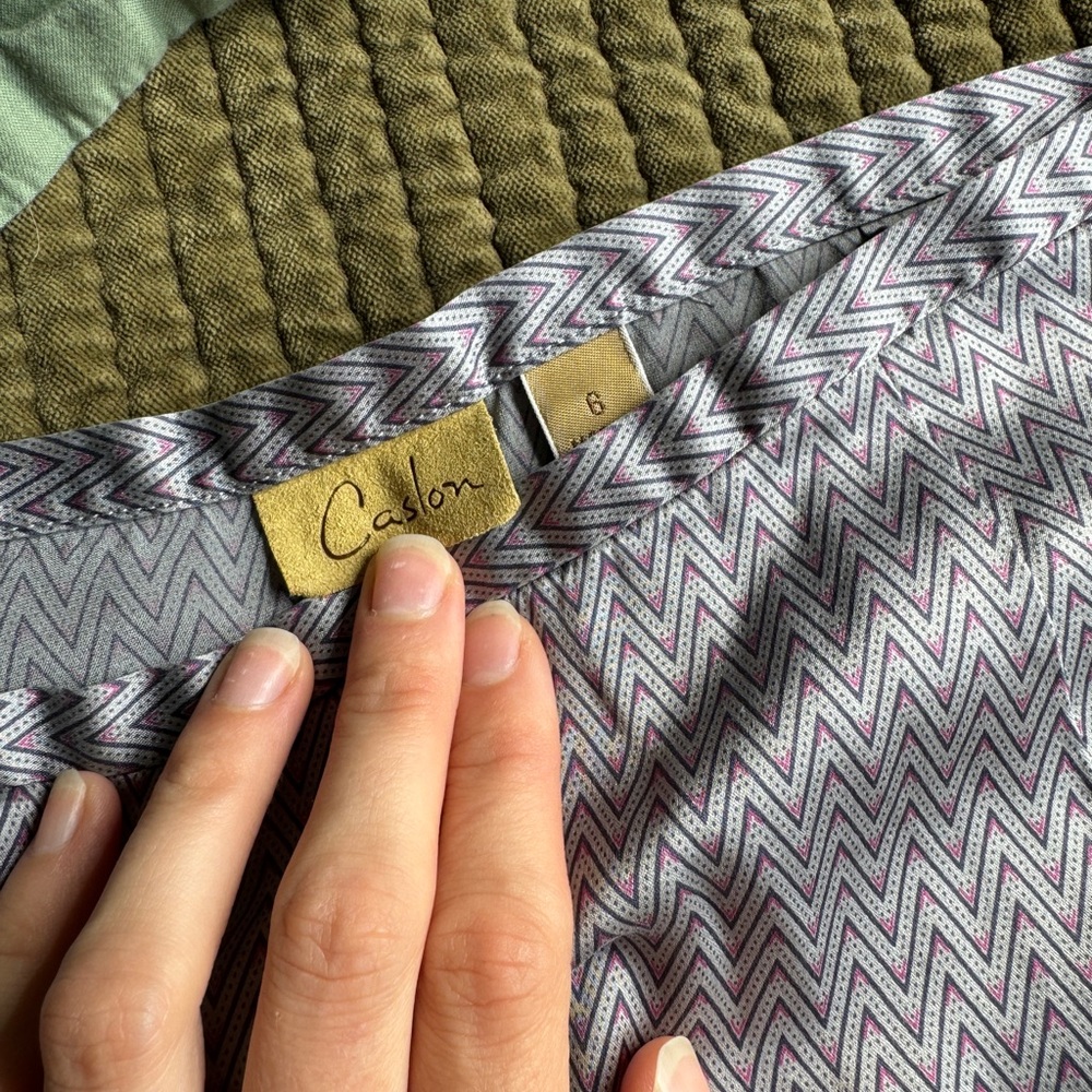 Vintage Caslon Silk Skirt - zigzag pattern Gray and Purple
